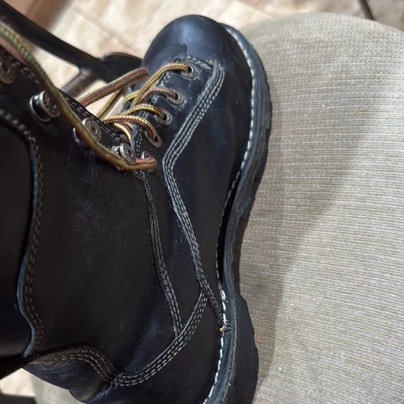 Danner Black Leather Boots with Tan Laces Quarry USA 8in steel toe Goretex 8EE - Picture 9 of 14